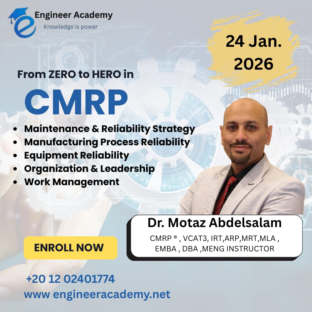 Join CMRP exam preparation cpourse now
https://wa.me/201202401774